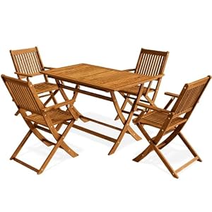 Casaria® Gartentisch-Set FSC®-Zertifiziert 4-Personen