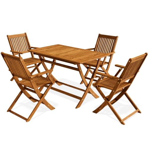 Casaria® Gartentisch-Set FSC®-Zertifiziert 4-Personen