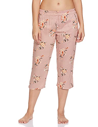 Image of Longies Women's Rayon Pyjama Night Suit Regular Capri Set (LCHSV001 Cream008 L)
