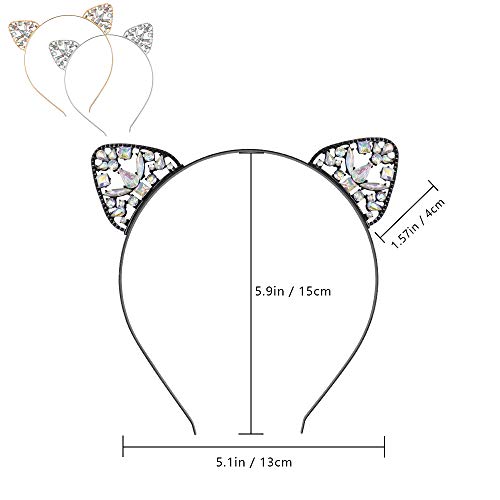 Nodg 3 Pieces Crystal Cat Ears Headbands Rhinestone Cat Ear Tiaras For Women Crystal Hair Hoop Women Girls Kids Party Decoration Headdress Cosplay Costume Head Wear #TOP1