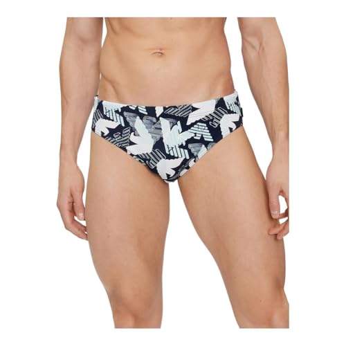 Swim Briefs Emporio Armani en bleu marine avec imprimé macro logo taille 50 pour homme