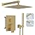 Hoimpro Shower System Set with 12 Inch Bathroom Rain Mixer Shower Head and Handheld Wall Mounted, Rainfall Shower Faucet Fixture Combo with High Pressure 2 in 1 Handheld Showerhead, Brushed Gold