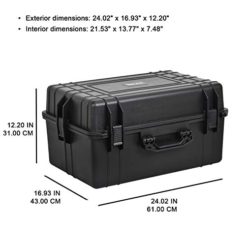 Meijia Portable All Weather Waterproof Camera Case With Foam,Fit Use Of Drones,Camera,Equipments,Pistols,Elegant Black(24.01"X16.92"X12.2") #TOP3