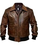 Fab Mart Men's Air Force A-2 Leather Flight Bomber Jacket - Aviator Brown WWII Flying Tiger Jacket - Pilot Jackets for Men (as1, alpha, m, regular, regular, Leather)