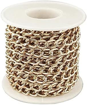 65.6 Feet Aluminum Curb Chains Twisted Links Cross Cable Chains Golden & Silver & Rose Gold & Gunmetal with Spool for Pendant Necklace Jewelry Making