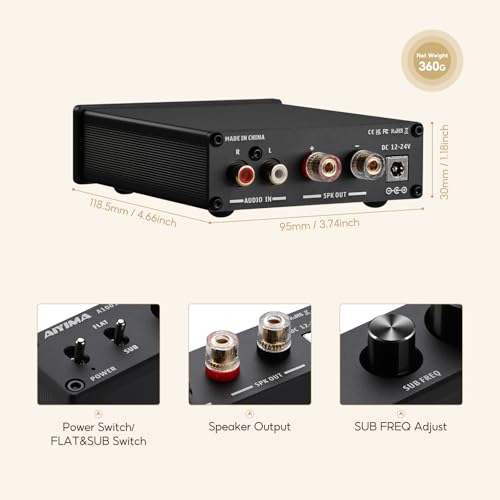 AIYIMA 100W TPA3116 Subwoofer Amp Class D HiFi Mono Channel Amplifier Full-Frequency & Sub Bass Switchable Stereo Speaker Amplifier for Home Theater Desktop System - Thumbnail 3