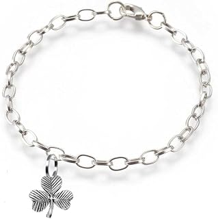 pp-g52 shamrock fine lead free English Pewter charm on a belcher link chain anklet bracelet
