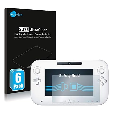 Savvies 6X Schutzfolie kompatibel mit Nintendo Wii U Gamepad (Controller) Displayschutz-Folie Ultra-transparent Cover