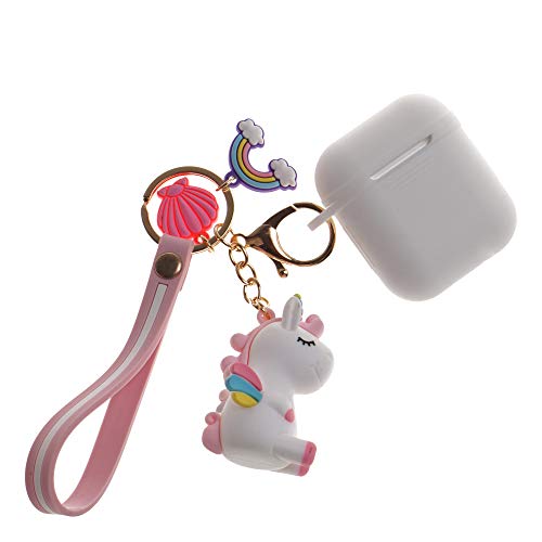 Airpod Case With Cute Unicorn Keychain (White) #TOP13