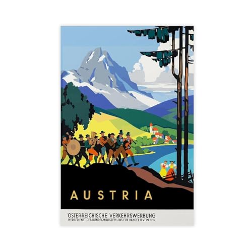 Poster de voyage vintage Autriche un cadeau original en toile 50x76