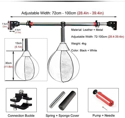 Speed Bag for Boxing, Doorway Speed Bag for Adults,Quick Punching Bag Heavy Duty Leather Boxing Bag with Adjustable Bracket,Spring and Small Ball,for Gym Training