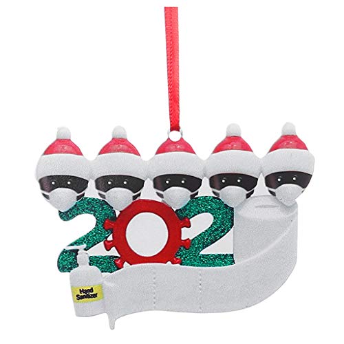 Covid Christmas 2020 Ornaments,Personalized Quarantine Survivor Family of 5 Pandemic Christmas Ornament...