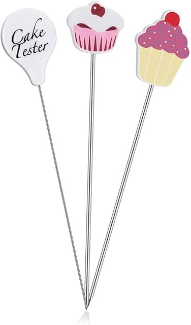 Cake Tester,3 PCS Stainless Steel Cake Skewers Cake Testing Needles Cake Probe Cake Pin Needle Sticks for Cupcake Bread Muffin Baking Supplies Kitchen Bakery Tools