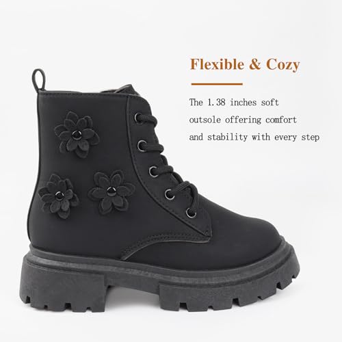 Toddler Boots for Girls with Side Zipper, Lace Up Girls Combat Boots, Kids Ankle Boot for Toddler/Little Kid/Big Kid4