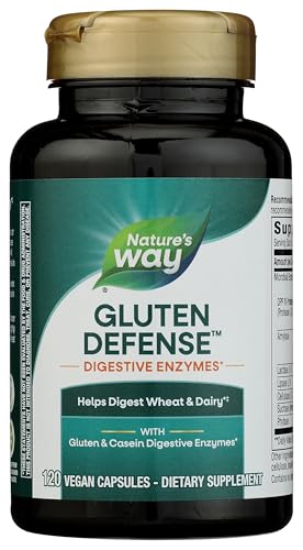 Nature's Way Gluten Defense Digestive Enzymes*, Helps Digest Wheat & Dairy(1), Gluten & Casein Digestive Enzymes*, 120 Vegan Capsules (Packaging May Vary)