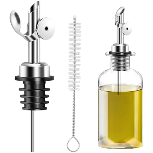 Lunhoo Liquor Pour Spout, Stainless Steel Bottle Pourers, Automatic Olive Oil Dispenser Spout for Pours Liquid, Olive Oil, Wine, Vinegar (Silver)