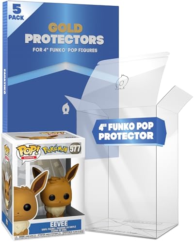 Fanatiko Lot de 5 Protecteurs Gold pour Funko Pop 4" - Protection Pop de 0,5mm - Gardez Vos Figurines en Parfait État