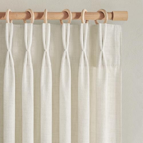 Pinch Pleated Linen Curtains 84 Inch Length 2 Panels Set