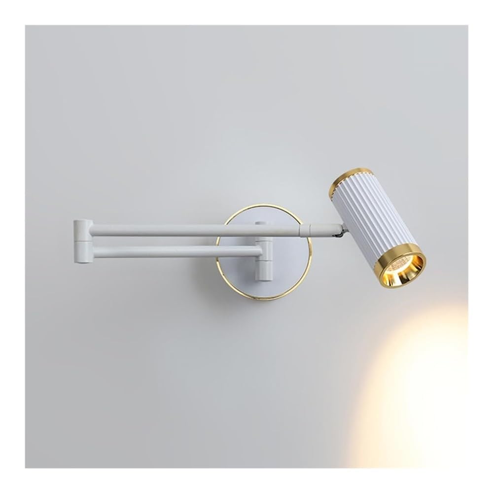 Lampe murale LED dorée design scandinave chic à abat-jour strié pour chambre