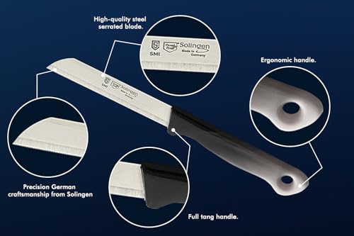 SMI Solingen Messer Set 6 Teile - Gemüsemesser, Schälmesser, Obstmesser, Küchenmesser, Allzweckmesser mit Wellenschliff - Kleine Kneipchen & Kartoffelmesser - Germany Messer (Schwarz-Weiß)