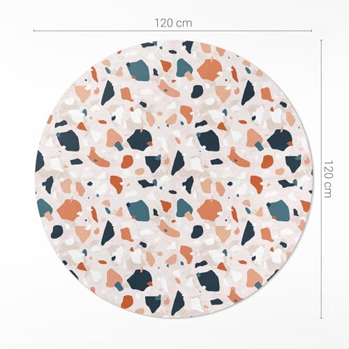 Tapis vinyle ø120 cm rond résistant PVC durable tapis de sol cuisine salon - 4