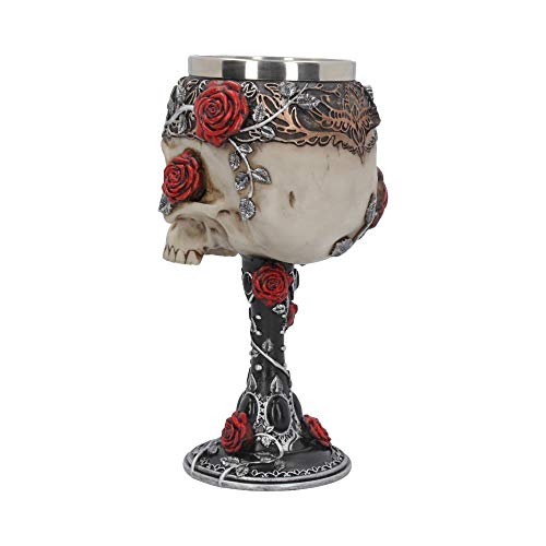 Nemesis Now B4327M8 Gothic Roses Goblet 18Cm Black, Resin W/Stainless Steel Insert, One Size #TOP2