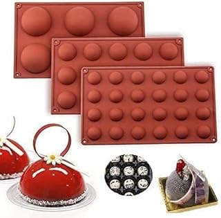 Chocolate Moulds,Bakeware Set Silicone Mold for Cake Decoration Jelly Pudding Candy Chocolate, Half Ball Sphere Silicone Mold, 6 Holes Semicircle 15 Holes Semicircle 24 Holes Semicircle