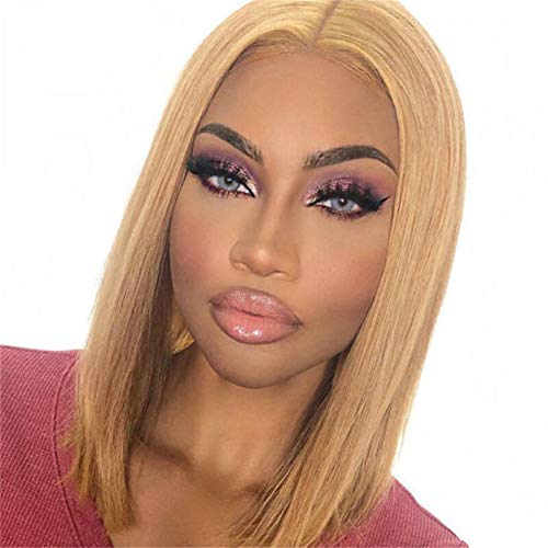 Ali Pearl Hair Honey Blonde Bob Wig #27 Color Short Bob Wig 13x4 Lace Frontal Short Bob Wigs Brazilian Straight Human Hair Wigs Glueless Lace Wigs Pre Plucked for Black Women (8inch 13x4 Bob Wig)