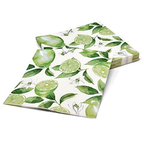 100 Lime Fruits Cocktail Beverage Napkins Disposable Paper Green Limes Citrus Fruit Dessert Napkin For Spring Summer Wedding Birthday Party Bridal Baby Shower Dinner Supplies Tableware Decor #TOP6