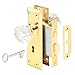 Defender Security E 2311 Mortise Keyed Lock Set with Glass Knob - Perfect for Replacing Antique Lock Sets and More, Fits Doors with 2-3/8" Backset