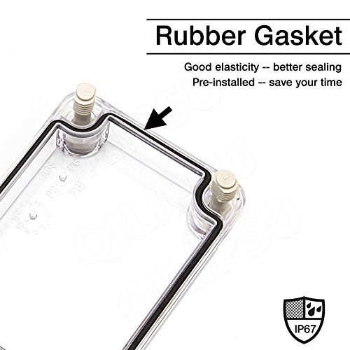 Qilipsu Junction Box With Mounting Plate 110X80X70Mm, Clear Cover Plastic Diy Electrical Project Case Ip67 Waterproof Dustproof Enclosure Grey thumb #4