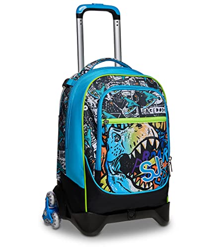 SJ Trolley Scuola Sganciabile Jack 3 Ruote, Multicolore - Zaino