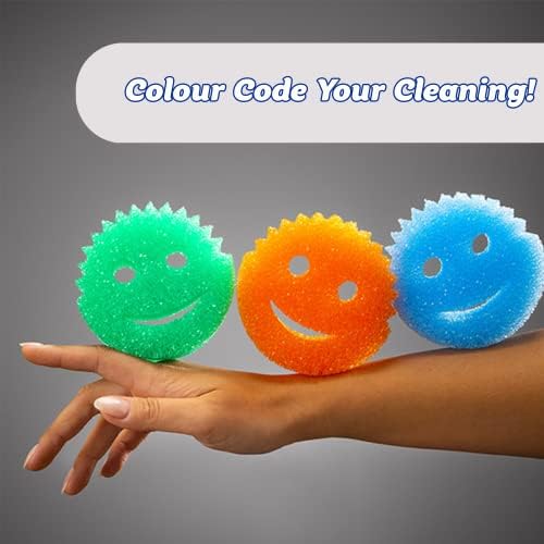 Scrub Daddy Colors, Orange Scrubber, Cleaning Sponges for Washing Up, Dish & Kitchen Sponge as Used by Mrs Hinch, Non Scratch Scrubbing, FlexTexture Firm & Soft Design, Dishwashing Safe