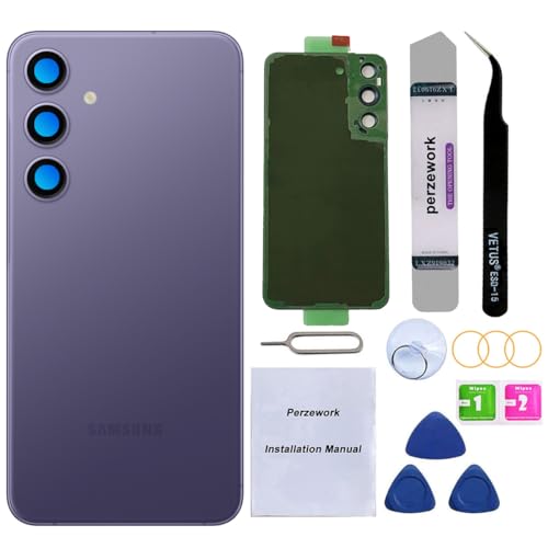 Perzework Rear Back Glass Replacement for Samsung Galaxy S24 6.2-inches with Reparing Toolkit (Cobalt Violet)