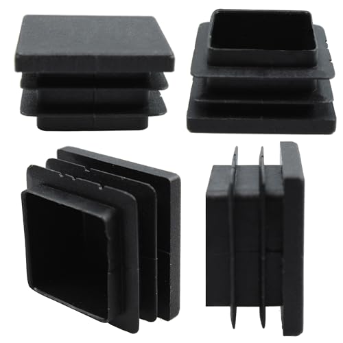 Image of 24PCS Black Plastic Square Tube Caps, Furniture Leg Caps, 32mm /1.25inch Square Plastic Hole Plugs