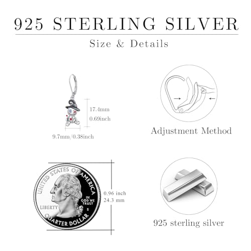 Voodoo Doll Earrings 925 Sterling Silver Gothic Dangle Earrings Ghost Doll Earrings Witch Voodoo Leverback Earrings Voodoo Doll Jewelry for Women Halloween Christmas3