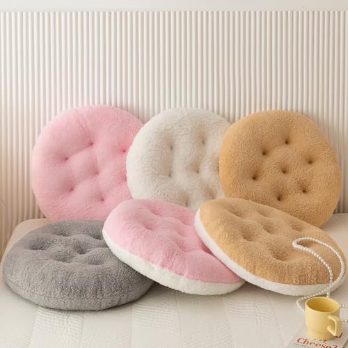 Coussin de chaise rond camel en sherpa lavable de 41 cm pour décoration de cuisine - 6
