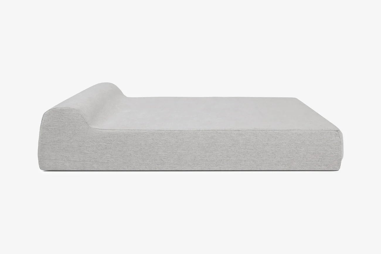 Barker Beds Large Orthopedic Dog Bed - 7" Pillow Top with Headrest - 50-70 lbs - Memory Foam for Joint Pain & Arthritis - Washable - 48"x30"x7" - Stormcloud Linen