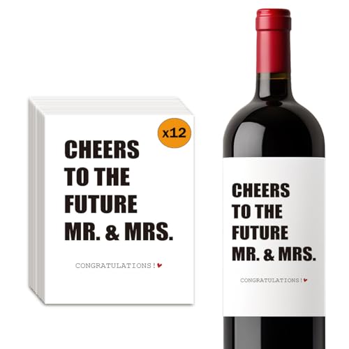 12 Pcs Funny Engagement Wine Label Engaged Wine Bottle Stickers Cheers to the Future Mr And Mrs Wine Bottle Labels Engagement Party Decorations Gifts for Engaged Couples Newly Her Him