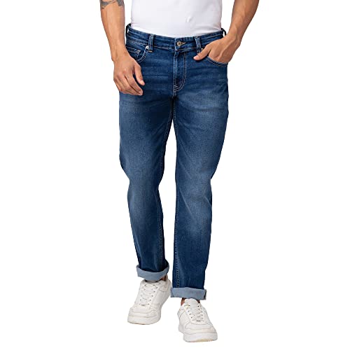 Image of Spykar Men's Mid Rise Mid Cotton Stretch Comfort Fit Straight Length Jeans (Ricardo)