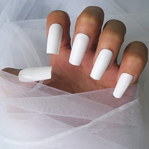 Lifextol 120Pc Square Press On Nails Medium Long Ballerina Fake Nail Full Cover Artificia Acrylic False Nail Art Square Fingernails For Beginner Women And Girls Manicure(White） #TOP2