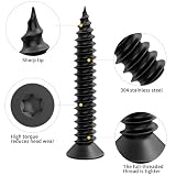 60 sztuk wkrętów do drewna M5 x 16 mm, ze stali nierdzewnej, A2/VA2, czarne, do paneli akustycznych, łeb wpuszczany Torx, ze stali nierdzewnej, pełny gwint, wkręty do płyt wiórowych, wkręty