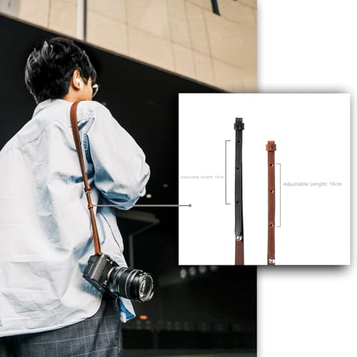 [SMALLRIG] ユニバーサルレザーカメラショルダーストラップ DSLRカメラ用 100～110cm（39～43インチ） 調節可能 最大荷重10kg 人間工学に基づいたショルダーサポート 旅行/ビデオブログ用（ブラウン）-5209