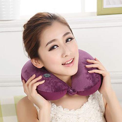 Hooshing Vibrating Neck Pillow Massage Therapy For Traveling Home Rest Neck Pillows For Pain Relief, Best Gift For Parents Purple #TOP4