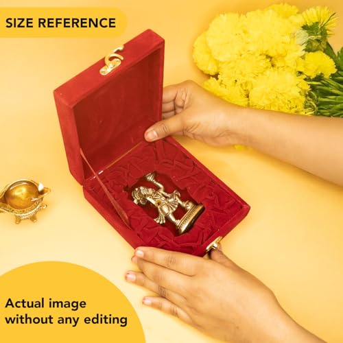 Image of Ekhasa 100% Pure Brass Hanuman Ji Murti in Luxury Red Velvet Gift Box God Idols for Gifting | Best Wedding Gifts for Marriage Couple, Marriage Gifts for Couples, Housewarming, Shop Opening Ceremony