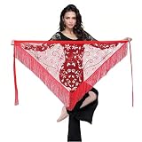 Saia feminina com faixa triangular para dança do ventre e quadril (vermelha)