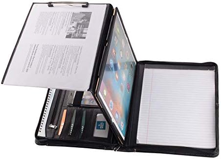 Professional Portfolio Business Organizer, Leather Padfolio Case with Folding Center Panel, for Surface Pro 7/Pro 6/5