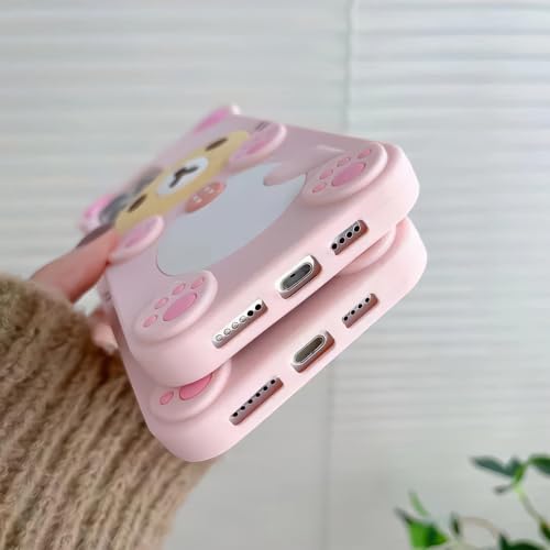 IAIYOXI 3D Cute Cartoon Bear Phone Case for iPhone 16 - Fashionable and Stylish - Funny Pink Bear Design - Soft TPU Protective Case - Kawaii Silicone Cover for Women, Girls, and Kids by IAIYOXI - Used condition - Image 4