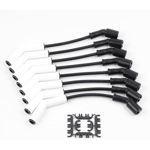 Dasbecan 9070C Spark Plug Wire Extreme 9000 Ceramic Boot Compatible with GM LS3 LS4 LS7 Engines(Black White, 8pcs) Cover