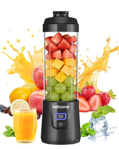 Behome Portable Blender Smoothies and Shakes, Personal Juicer 14 OZ BPA Free Portable Cups, USB-C Rechargeable, Dishwasher Safe Parts - Mini Small Blenders Cup Fits Home, Office, Gym, Travel